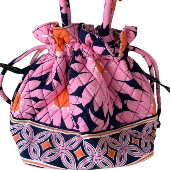 Vera Bradley Quilted Pink Floral Drawstring Small Tote Bag - Picture 1 of 7